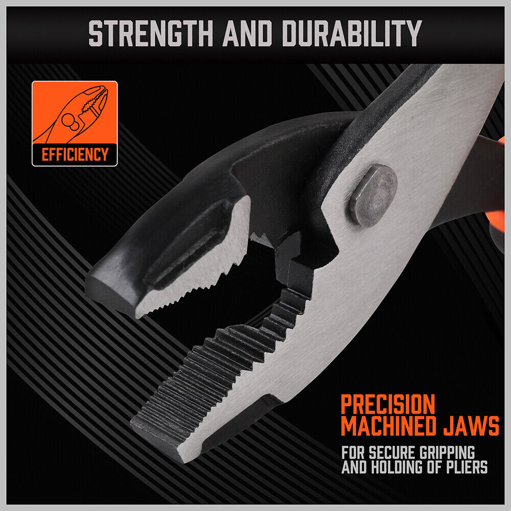 8" Slip Joint Pliers Adjustable Heavy-Duty Jars Non-Slip Grip Handle