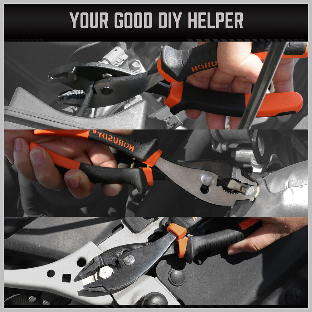 8" Slip Joint Pliers Adjustable Heavy-Duty Jars Non-Slip Grip Handle