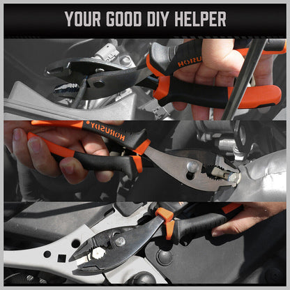 8" Slip Joint Pliers Adjustable Heavy-Duty Jars Non-Slip Grip Handle