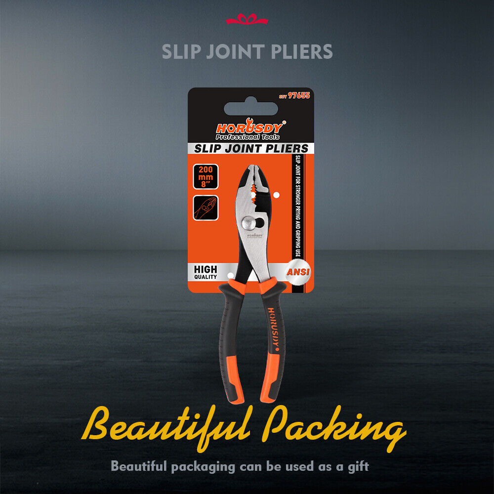 8" Slip Joint Pliers Adjustable Heavy-Duty Jars Non-Slip Grip Handle