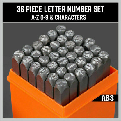 36Pack 6mm Number & Capital Letter Stamp Punches Metal Plastic