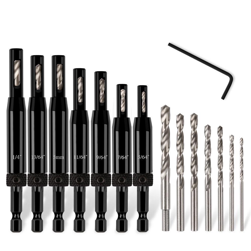 14Pack Self-Centering Hinge Tapper Core Drill Bit Center Drill 1/4"