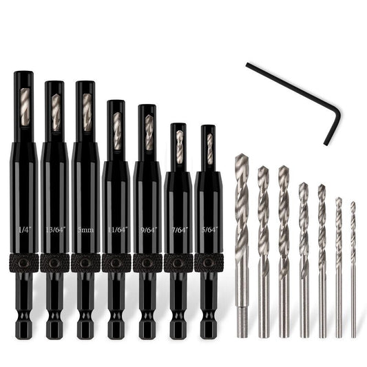 14Pack Self-Centering Hinge Tapper Core Drill Bit Center Drill 1/4"