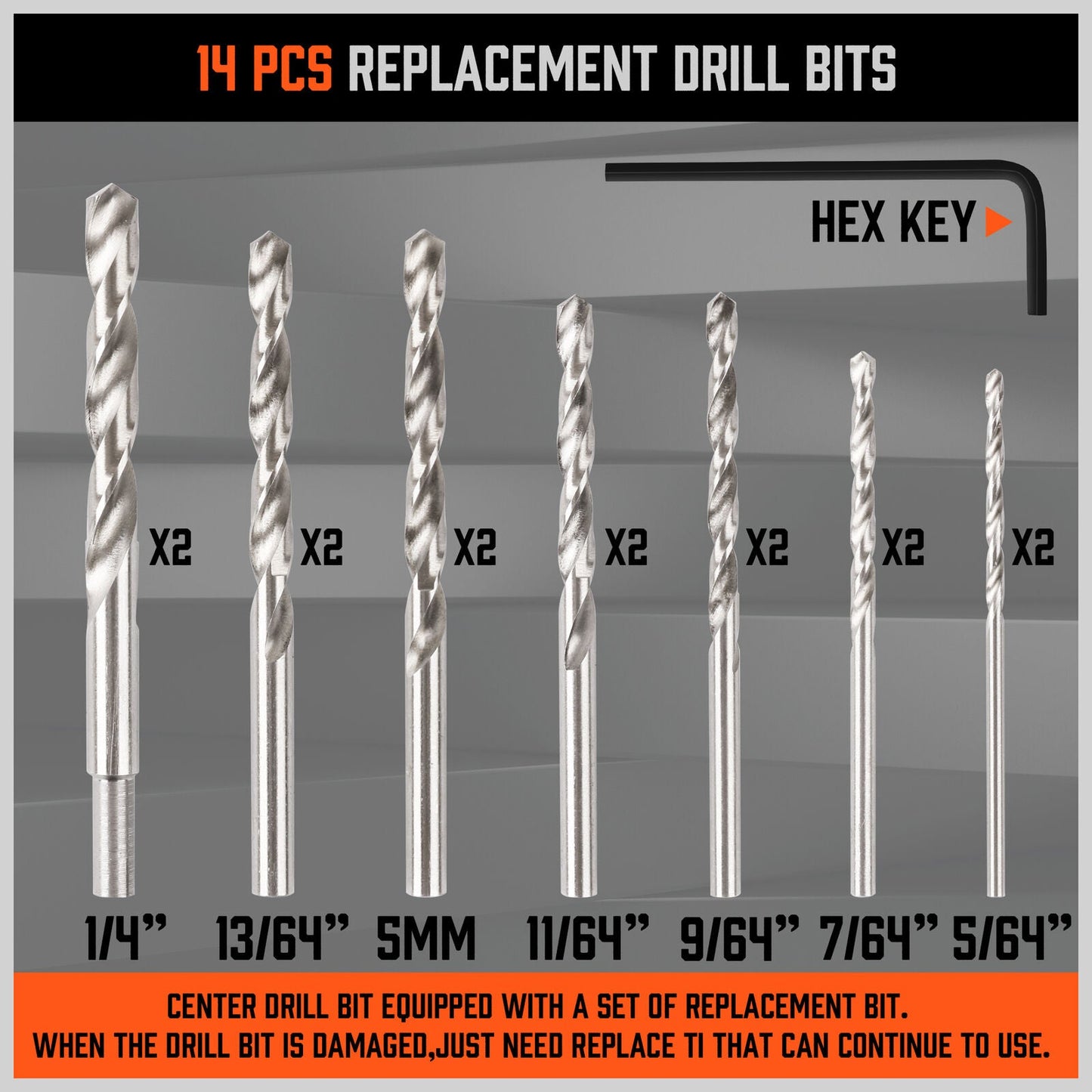 14Pack Self-Centering Hinge Tapper Core Drill Bit Center Drill 1/4"