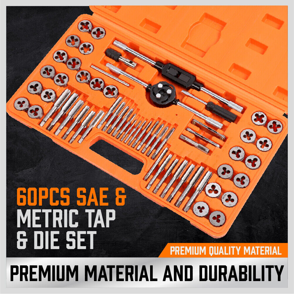 60Pack Tap And Die Metric Imperial Screw Screwdriver Thread Drill