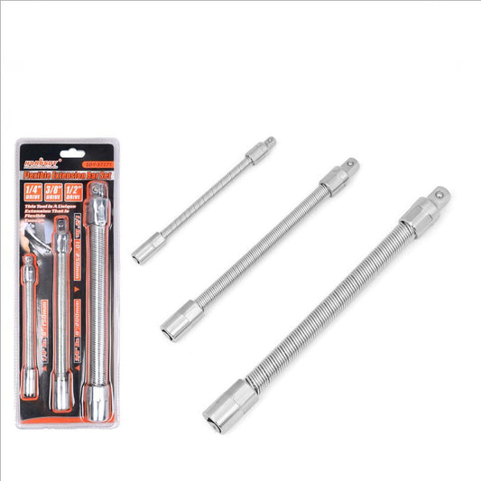 3PC Flexible Socket Extension Bars Shaft 1/2" 1/4" 3/8" Drive