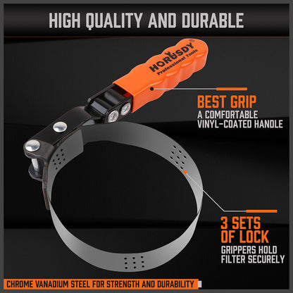 5Pack Oil Filter Wrench Swivel Grip Steel Belt Spanner Universal