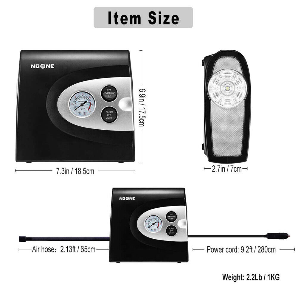 NOONE 3 IN 1 Air Compressor tyre Inflator 12V Portable
