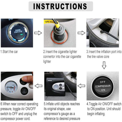 NOONE 3 IN 1 Air Compressor tyre Inflator 12V Portable