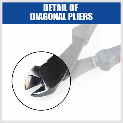 7" Flush Side Cutter Diagonal Cut Pliers Plastic Nippers Cutting