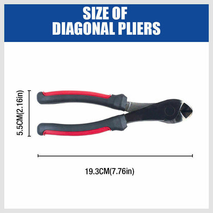 7" Flush Side Cutter Diagonal Cut Pliers Plastic Nippers Cutting