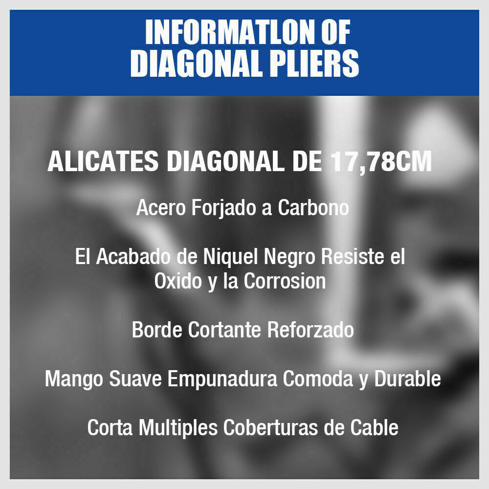 7" Flush Side Cutter Diagonal Cut Pliers Plastic Nippers Cutting