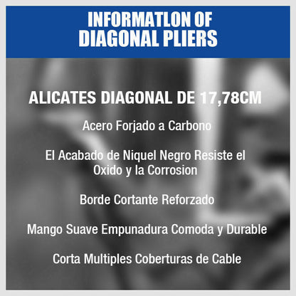 7" Flush Side Cutter Diagonal Cut Pliers Plastic Nippers Cutting