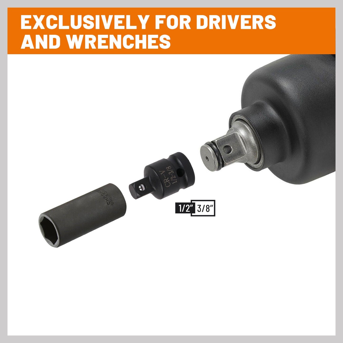 8Pack Impact Socket Reducer Heavy-Duty Adaptor For Ratchet Wrench With