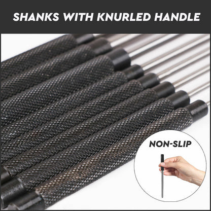 8Pack Heavy-Duty Long Pin Punch 2.4 to 10mm Drift Roll