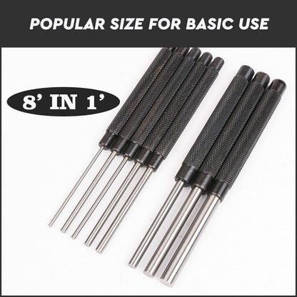 8Pack Heavy-Duty Long Pin Punch 2.4 to 10mm Drift Roll