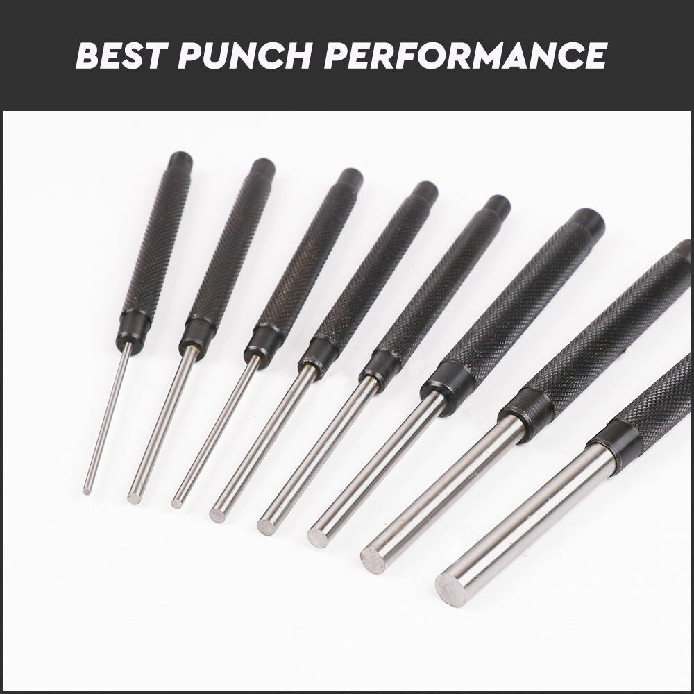 8Pack Heavy-Duty Long Pin Punch 2.4 to 10mm Drift Roll