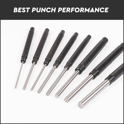 8Pack Heavy-Duty Long Pin Punch 2.4 to 10mm Drift Roll