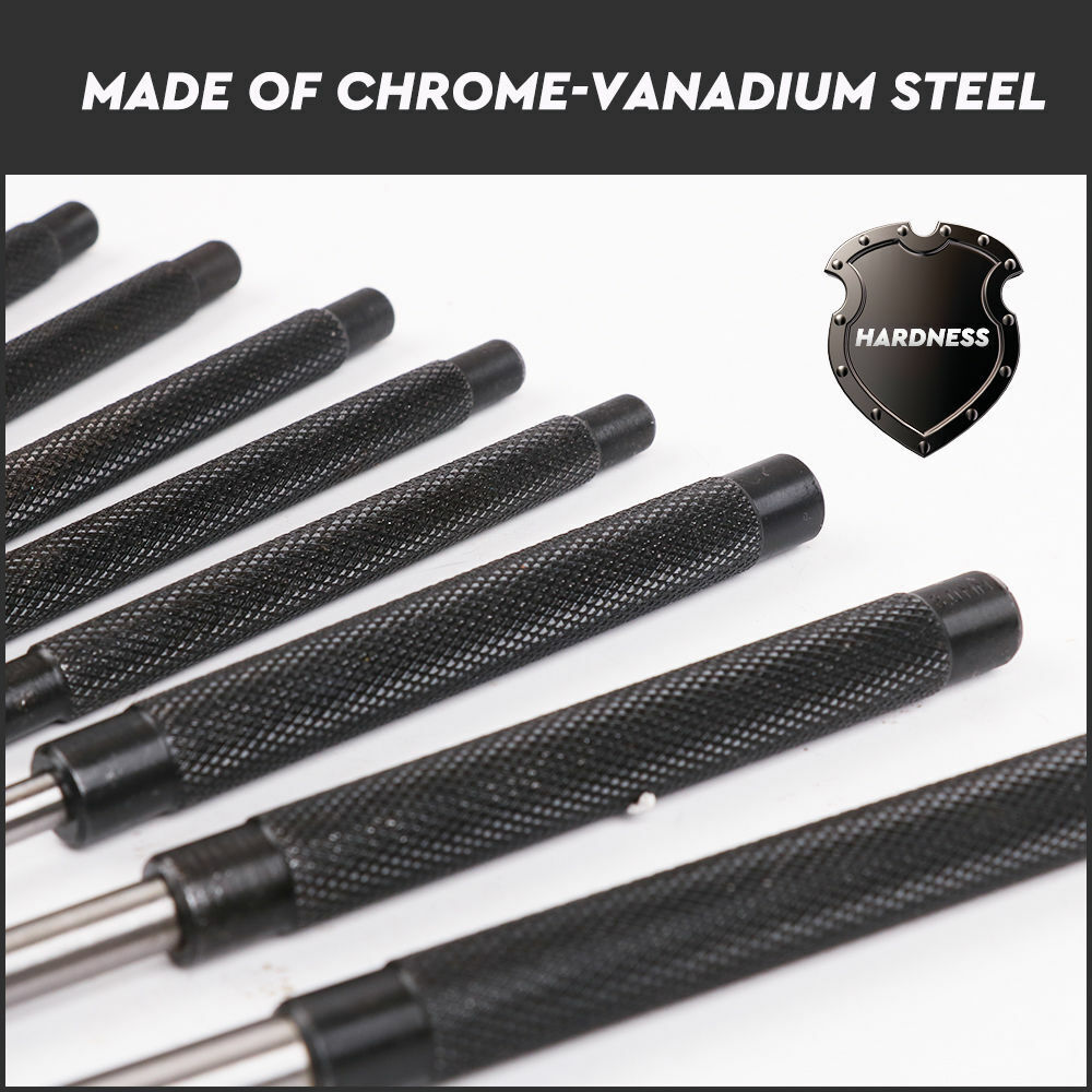 8Pack Heavy-Duty Long Pin Punch 2.4 to 10mm Drift Roll