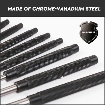 8Pack Heavy-Duty Long Pin Punch 2.4 to 10mm Drift Roll