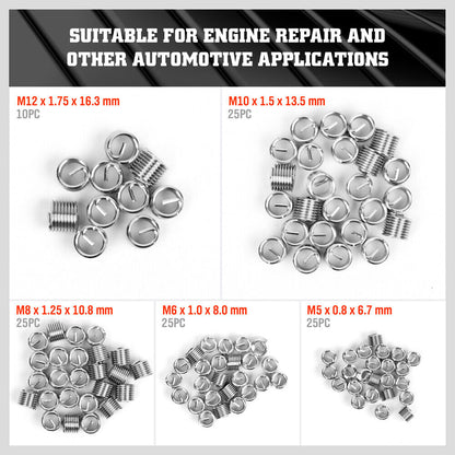 131Pack Metric Thread Repair HSS Drill Helicoil Heli Coil Tap