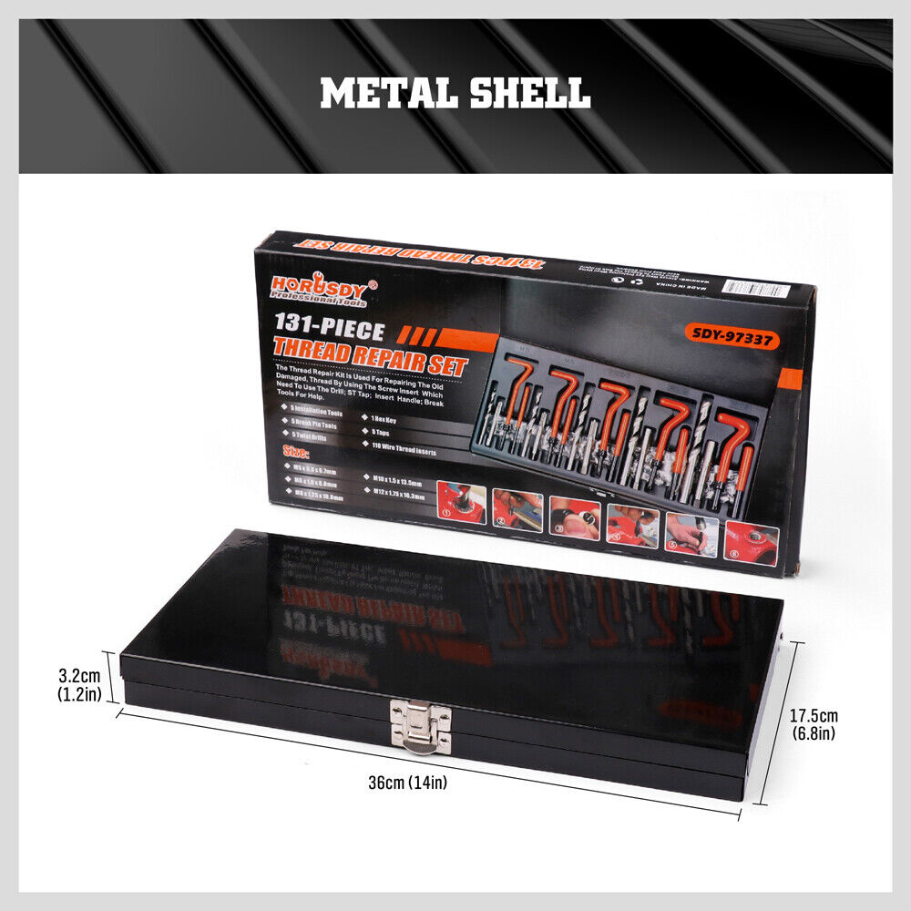 131Pack Metric Thread Repair HSS Drill Helicoil Heli Coil Tap