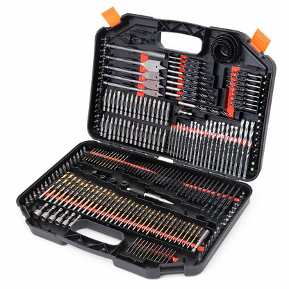 246Pack Combination Drill Bits Wood Hole Saw Metal Cement Screwdriver