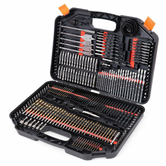 246Pack Combination Drill Bits Wood Hole Saw Metal Cement Screwdriver