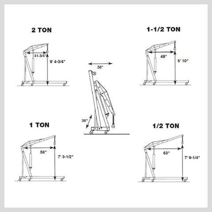 2-Ton Hydraulic Engine Crane Foldable Hoist Stand for Mobile Garage