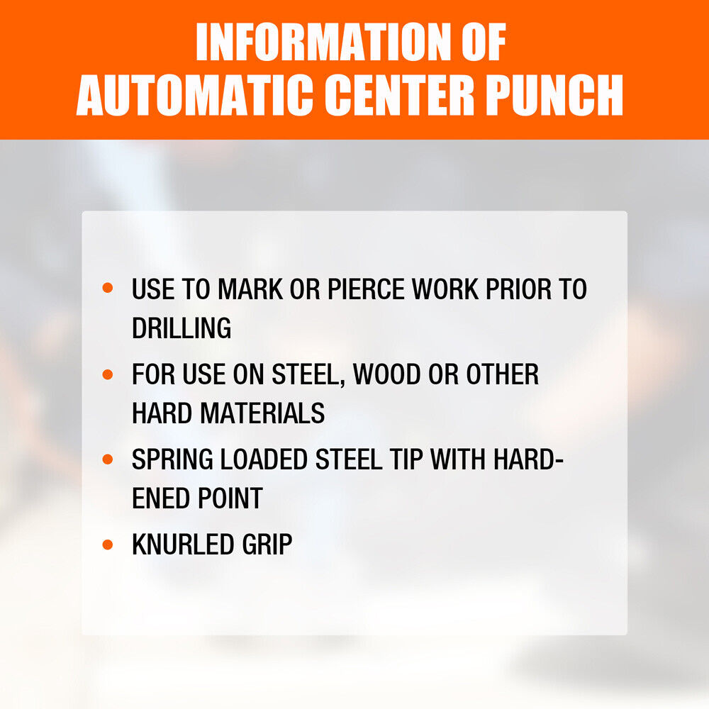 125mm/5" Automatic Centre Punch Adjustable Spring Loaded Metal Drill Tool