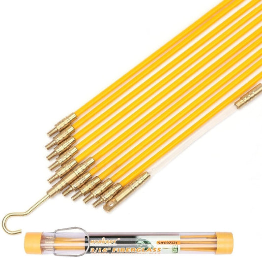 3.3m ⏀ 4mm Fibreglass Electricians Push Pull Rods Cable Cavity