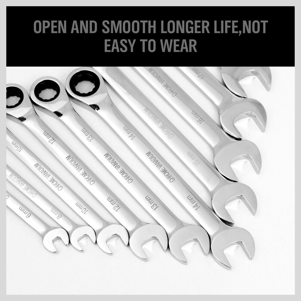 20Pack Ratchet Spanner Metric & Imperial Combination Wrench Open End