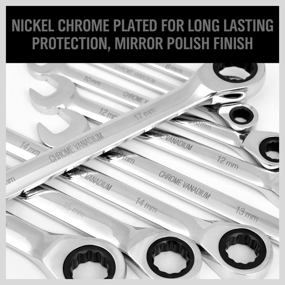 20Pack Ratchet Spanner Metric & Imperial Combination Wrench Open End
