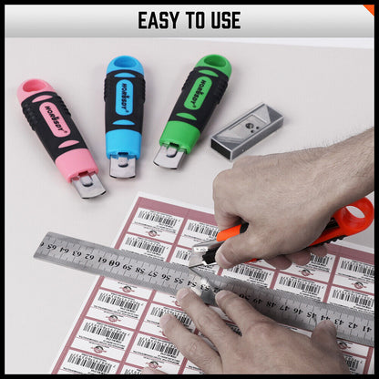 4Pack Box Cutter Snap Off Utility Knife Retractable Grip Handle