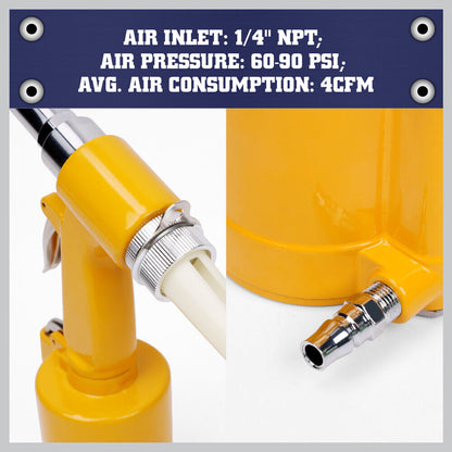 Air Hydraulic Pop Rivet Gun Pneumatic Riveter Industrial 4-Size With