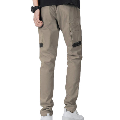 Men's Cotton Drill Cargo Work Pants UPF 50+ 13 Pockets Tradies Workwear Trousers, Khaki, 34
