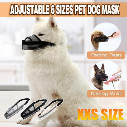 Adjustable XXS Size Pet Dog Mask Mouth Muzzle Anti Barking Bite Stop Chewing Mask - Black