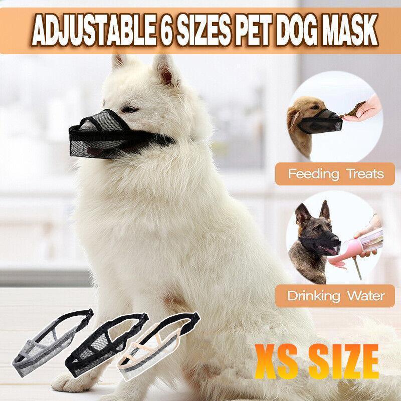 Adjustable XS Size Pet Dog Mask Mouth Muzzle Anti Barking Bite Stop Chewing Mask - Black