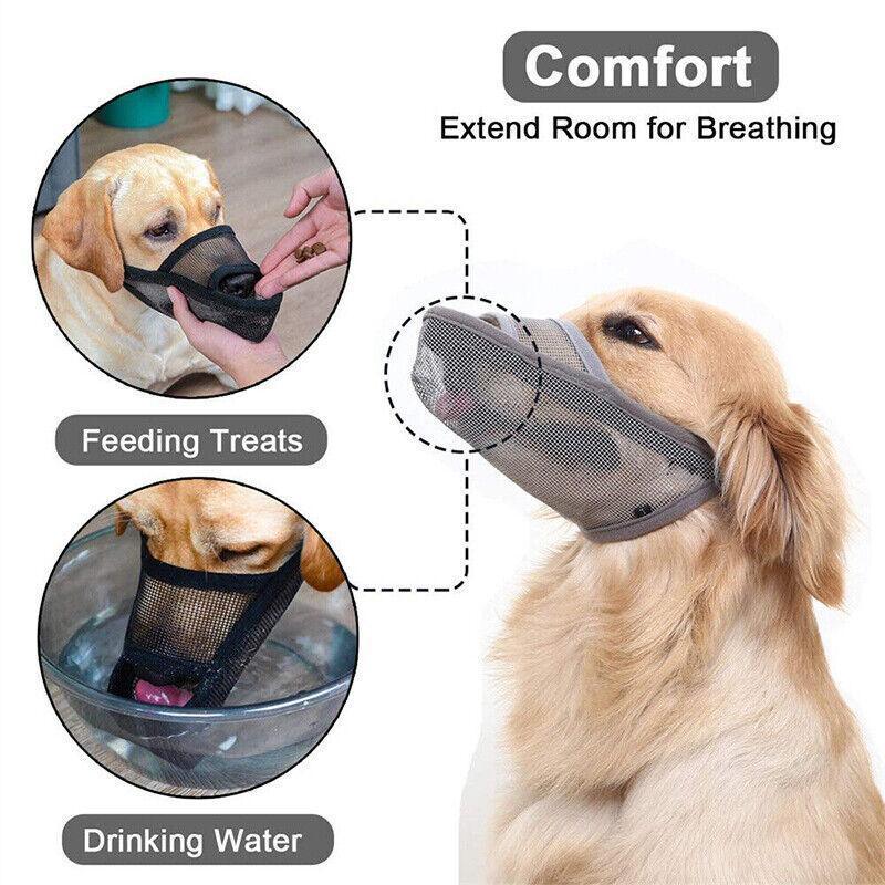Adjustable XXS Size Pet Dog Mask Mouth Muzzle Anti Barking Bite Stop Chewing Mask - Grey