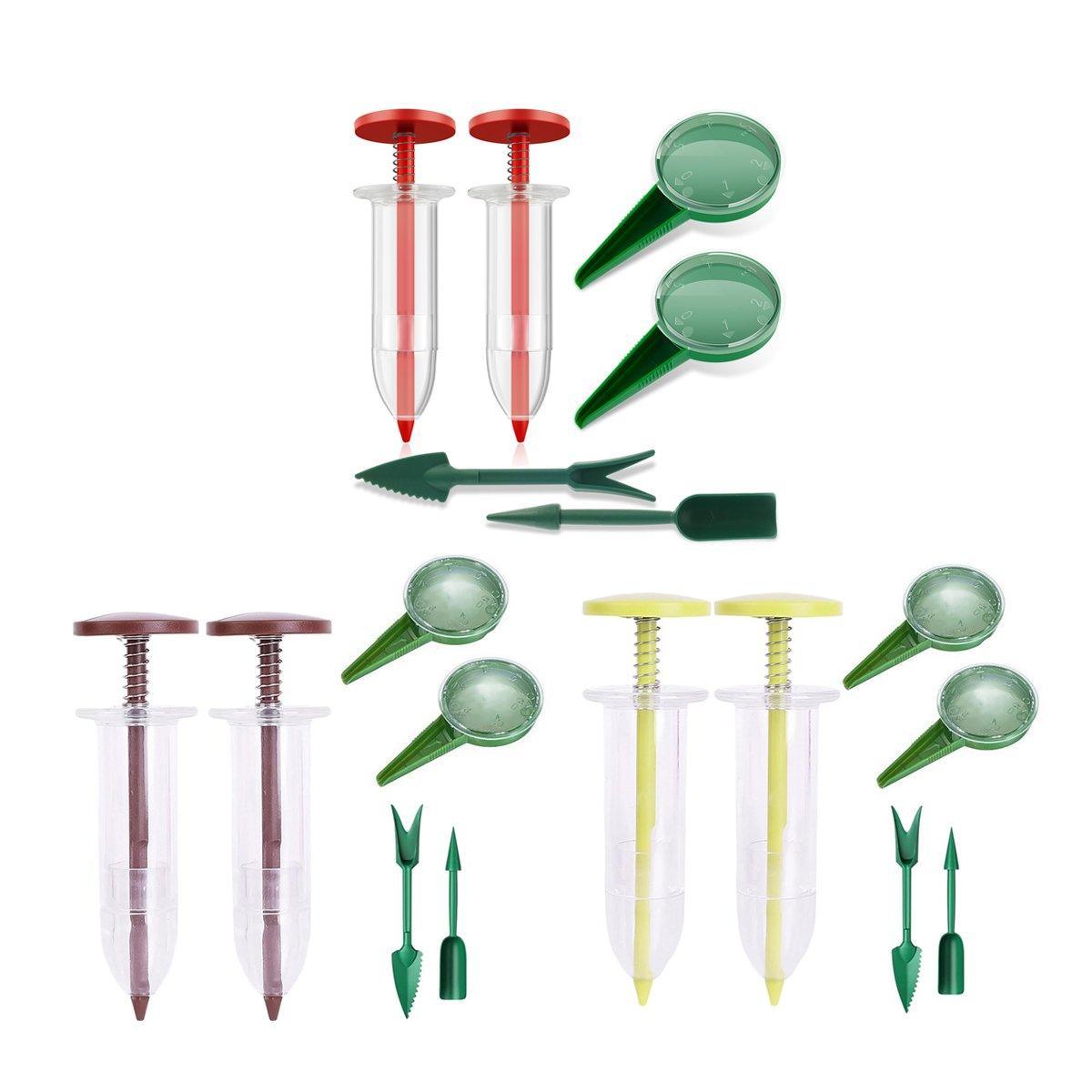 6PCS Garden Seeder Set Mini Seed Planting Tools Manual Seeder for Gardening - Yellow Green