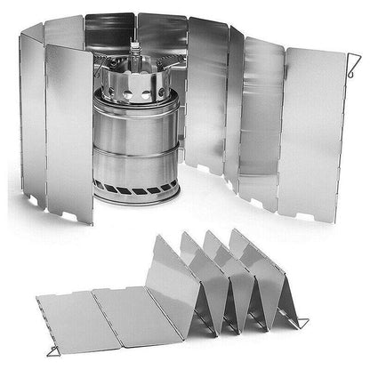 10 Plates Foldable Aluminum Camping Cooker Wind Shield for BBQ Stove