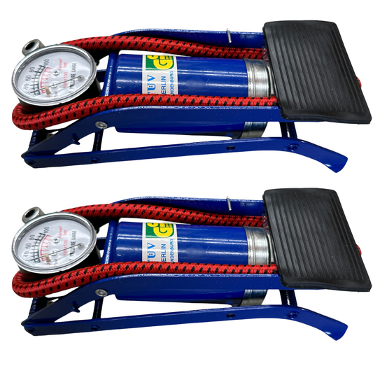 2x HIGH PRESSURE FOOT PUMP Ball Bicycle Motorbike Car tyre Inflator Tyre Air