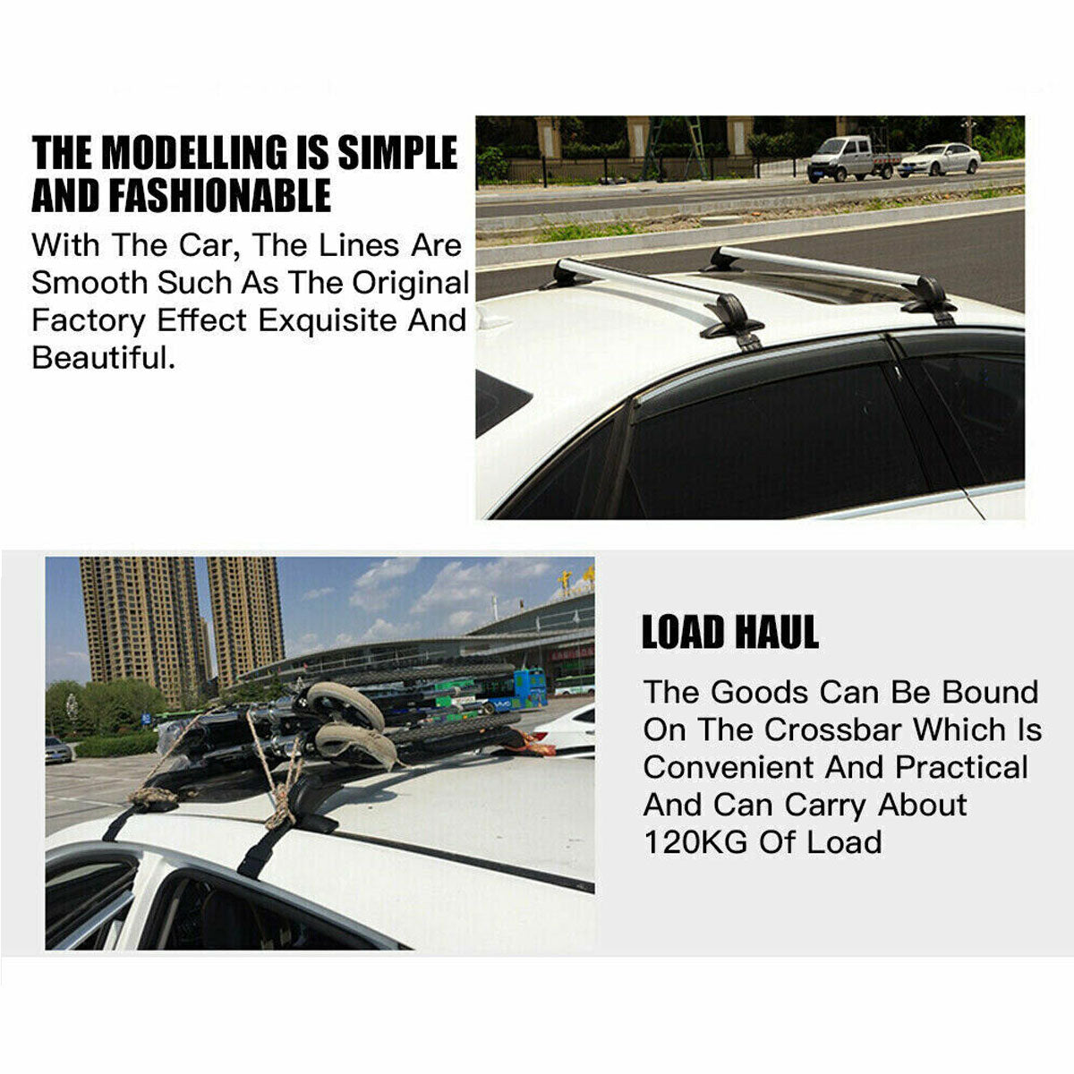 115cm Universal Car Roof Racks Carrier Adjustable Cross Bars Aluminium