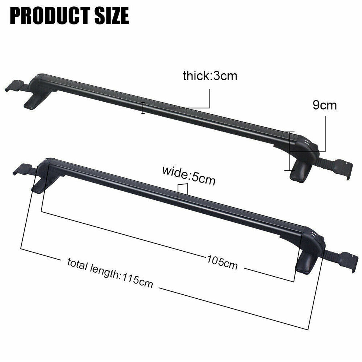 115cm Universal Car Roof Racks Carrier Adjustable Cross Bars Aluminium