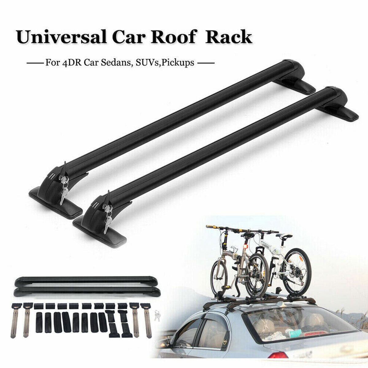 115cm Universal Car Roof Racks Carrier Adjustable Cross Bars Aluminium