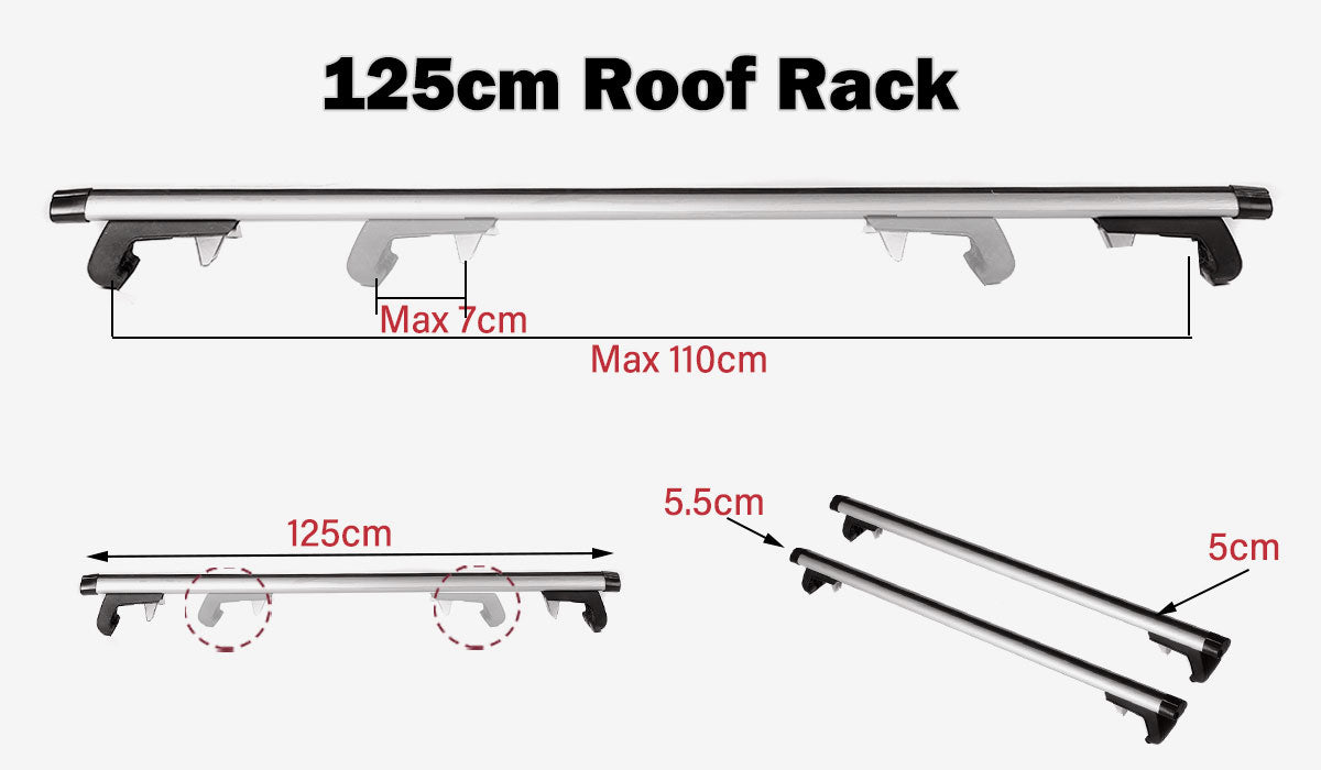 125CM Universal Adjustable Aluminum Alloy Car Roof Rack Cross Bars