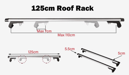 125CM Universal Adjustable Aluminum Alloy Car Roof Rack Cross Bars