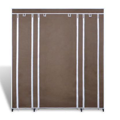 Large Space Storage Portable Bedroom Double Wardrobe Stable Easy Assemble - brown
