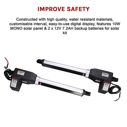 1000KG 20W Solar Double Swing Auto Motor Remote Gate Opener