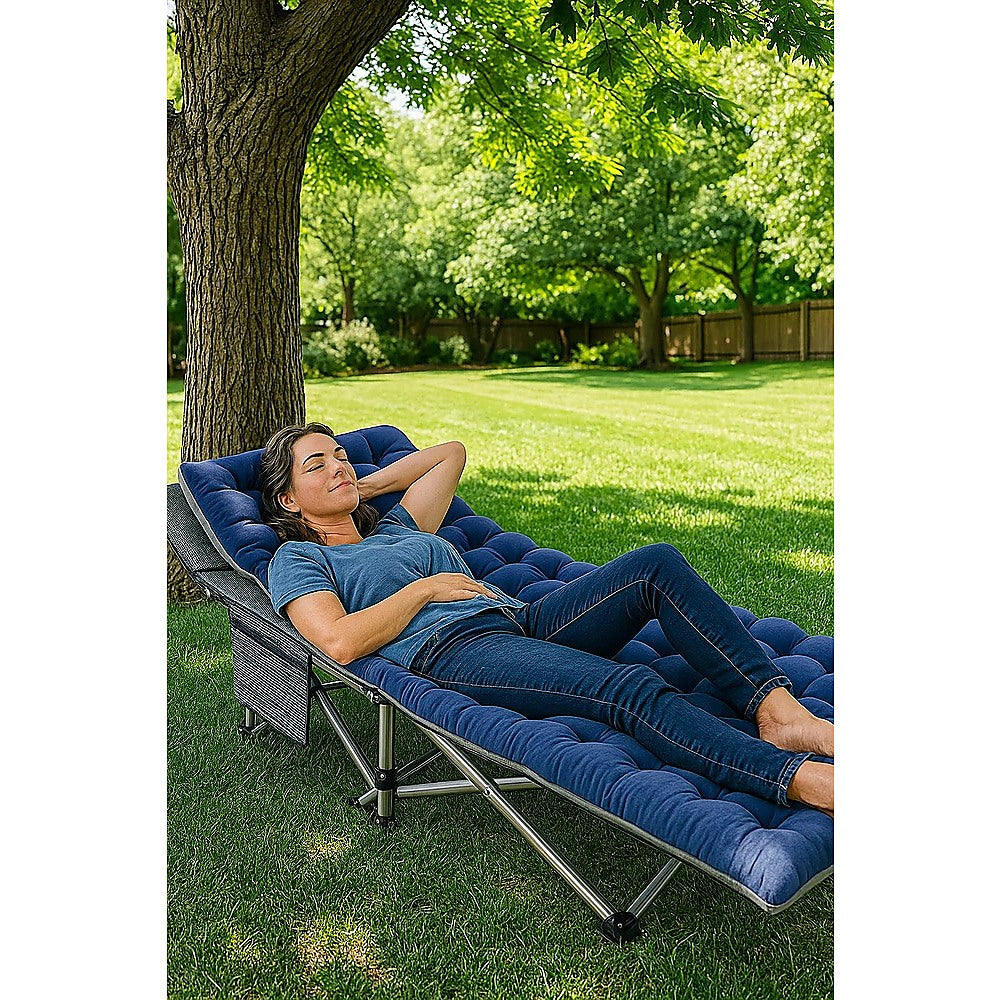 Camping Bed Elevated Cot with Mattress – Foldable Outdoor Sleeping Bed for Adults